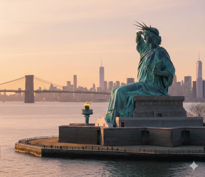 Statue of Liberty having a break